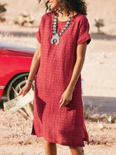 Women's Dresses Round Neck Short Sleeve Slit Dress